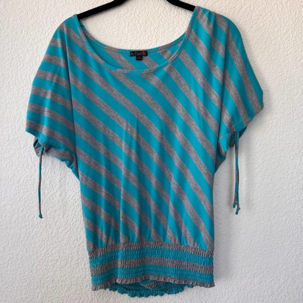Express Small Blue & Gray Striped Knit Top